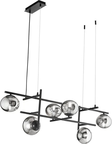 Ondaluce - lustră pe cablu JEWEL 6xE14/10W/230V negru/negru fumuriu