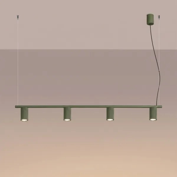 Sollux SL.2714 - Lustră suspendată pe cablu KARBON 4xGU10/10W/230V verde