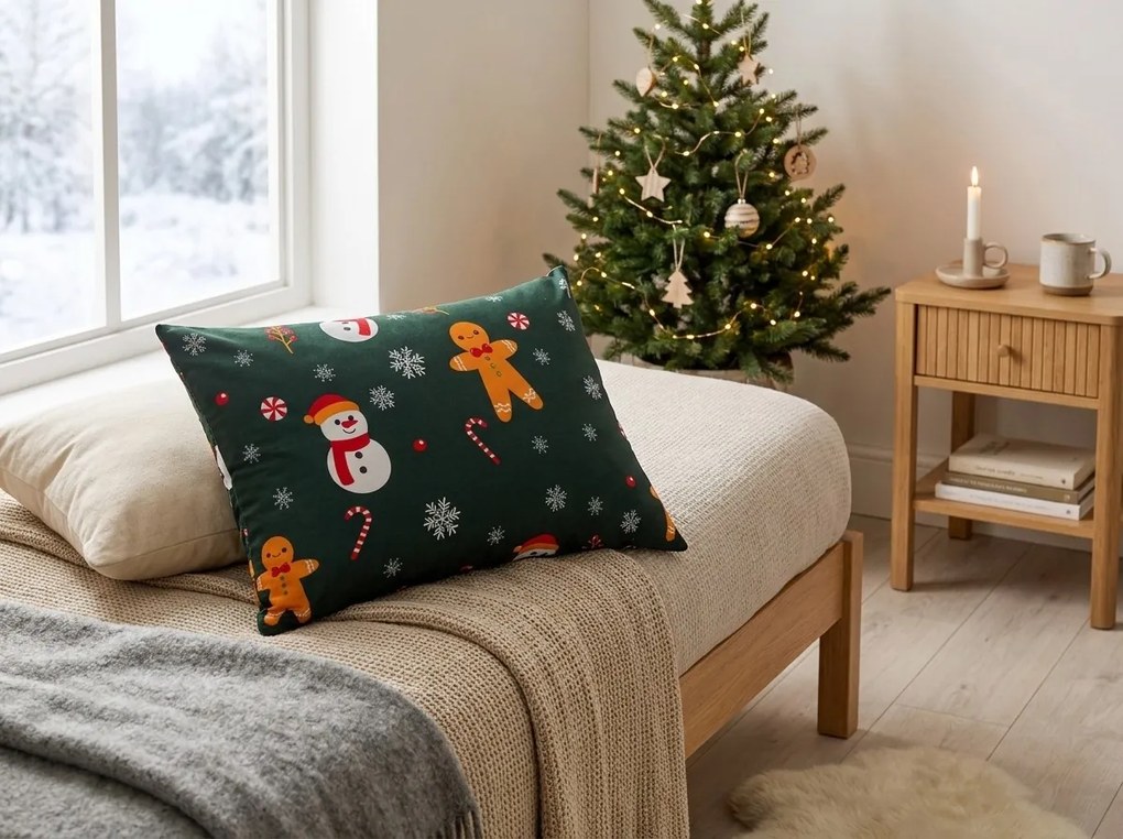 Fata de perna din bumbac OM DE ZAPADA SI TURTA DULCE 50x70 cm, verde