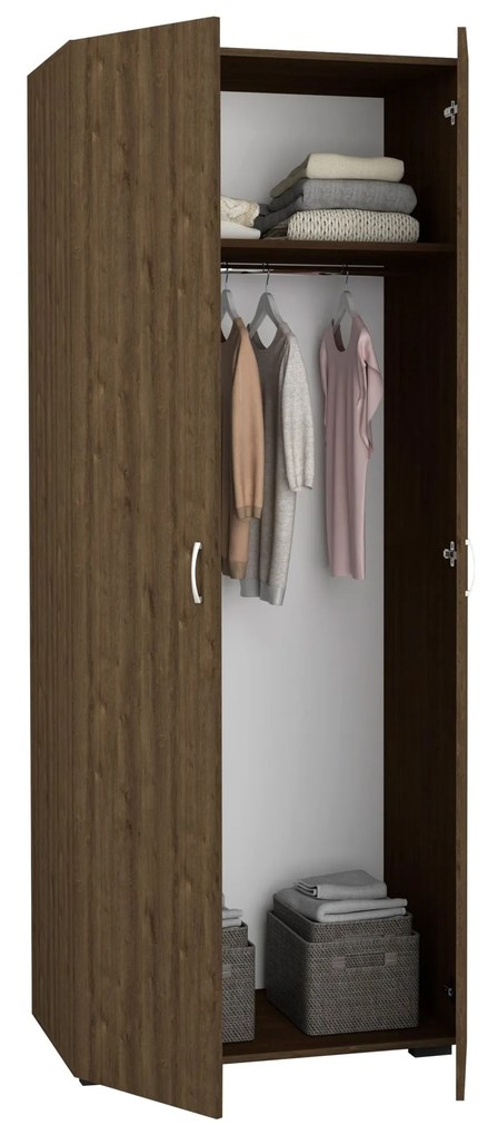 Dulap Nero, 2 Usi, oglinda, Stejar Bronz, 80 x 52 x 200 cm