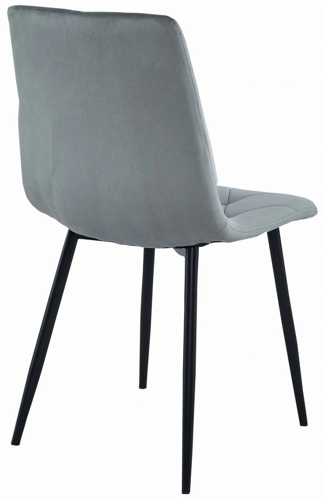 Scaun de dining din catifea gri LIBRA cu picioare negre