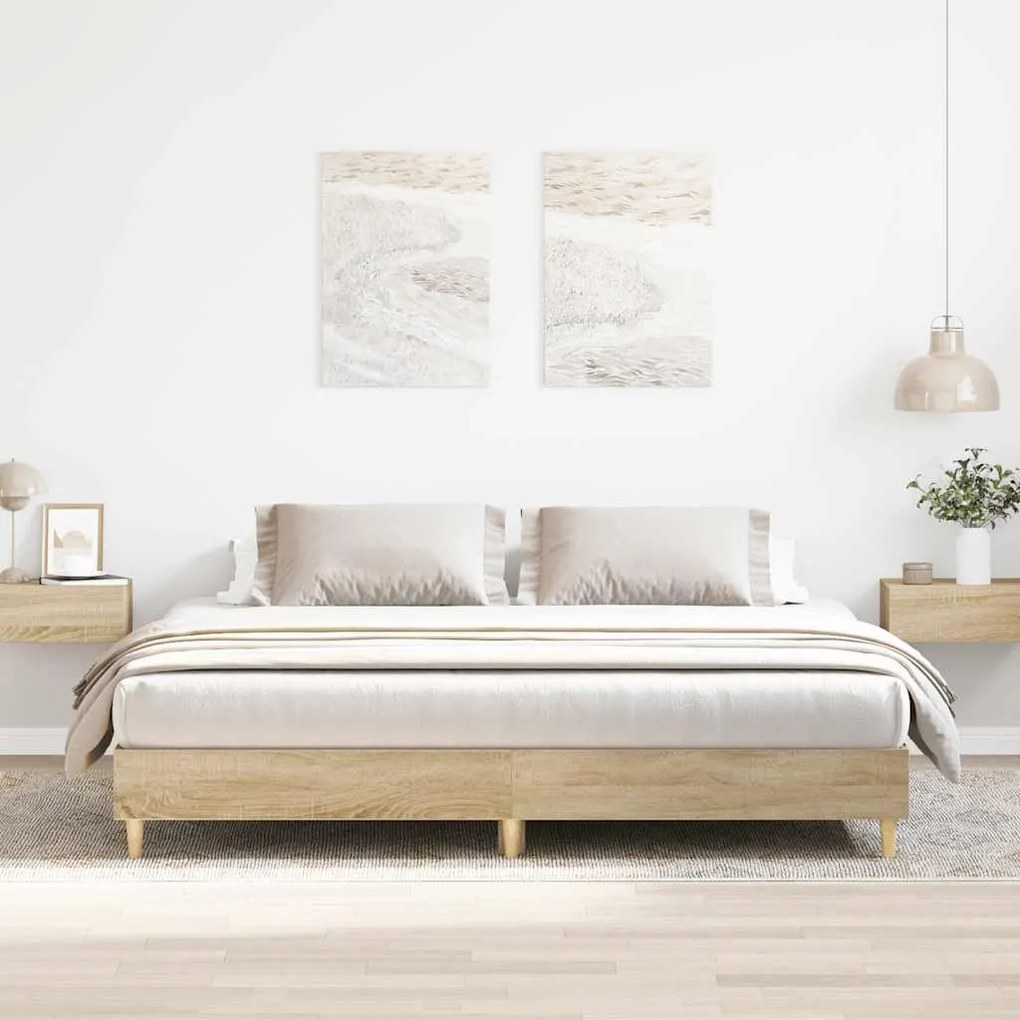 vidaXL Cadru pat fără saltea stejar sonoma, 180x200cm, lemn prelucrat