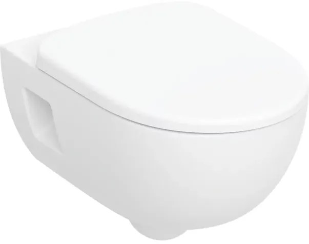 Set vas WC suspendat semirotund, rimless, cu capac soft close din duroplast, alb, Geberit Selnova