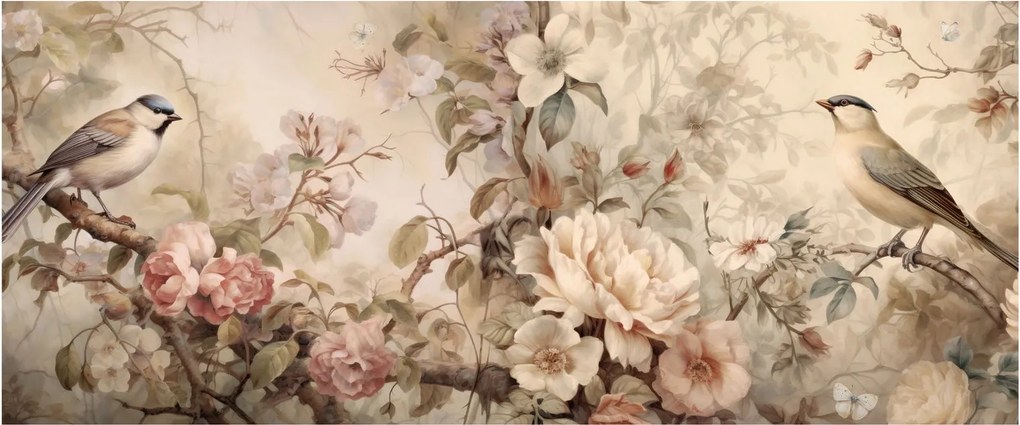 Tablou - Vintage pictura pasăre (120x50 cm)