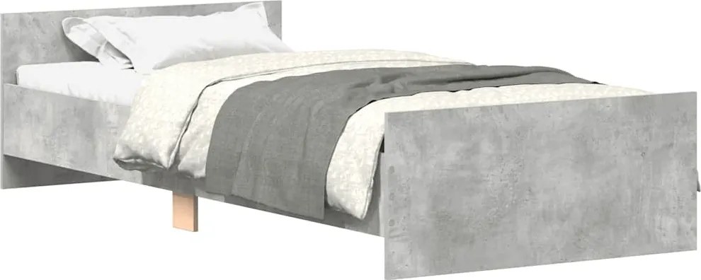 vidaXL Cadru de pat, gri beton, 90x200 cm, lemn prelucrat