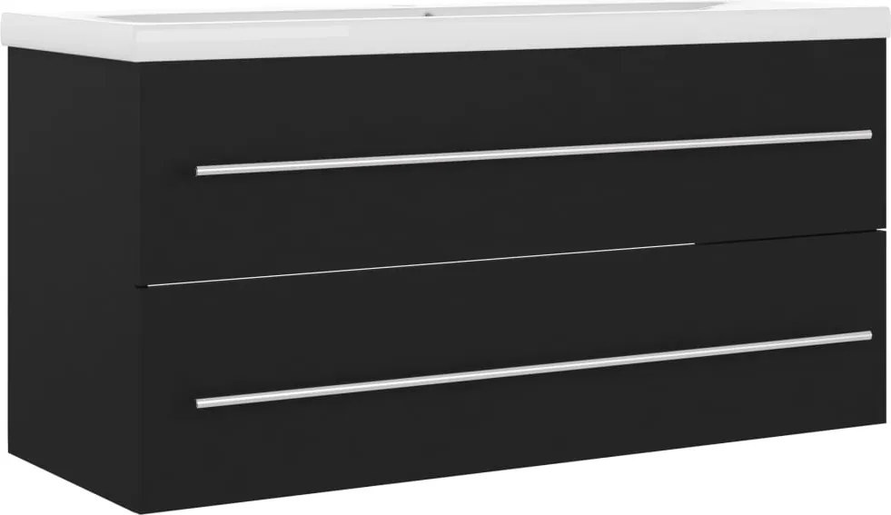 vidaXL Dulap cu chiuvetă încorporată, negru, lemn prelucrat