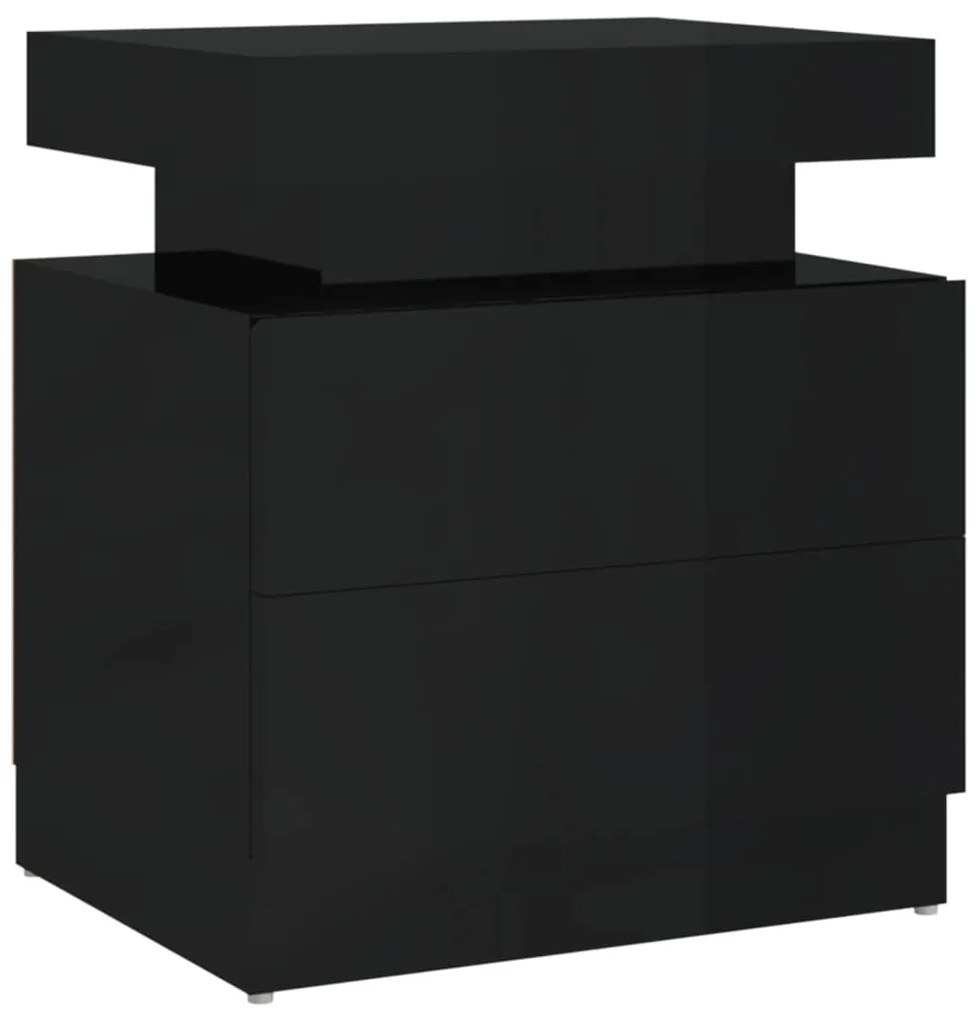 326856 vidaXL Noptieră, negru extralucios, 45x35x52 cm, lemn prelucrat