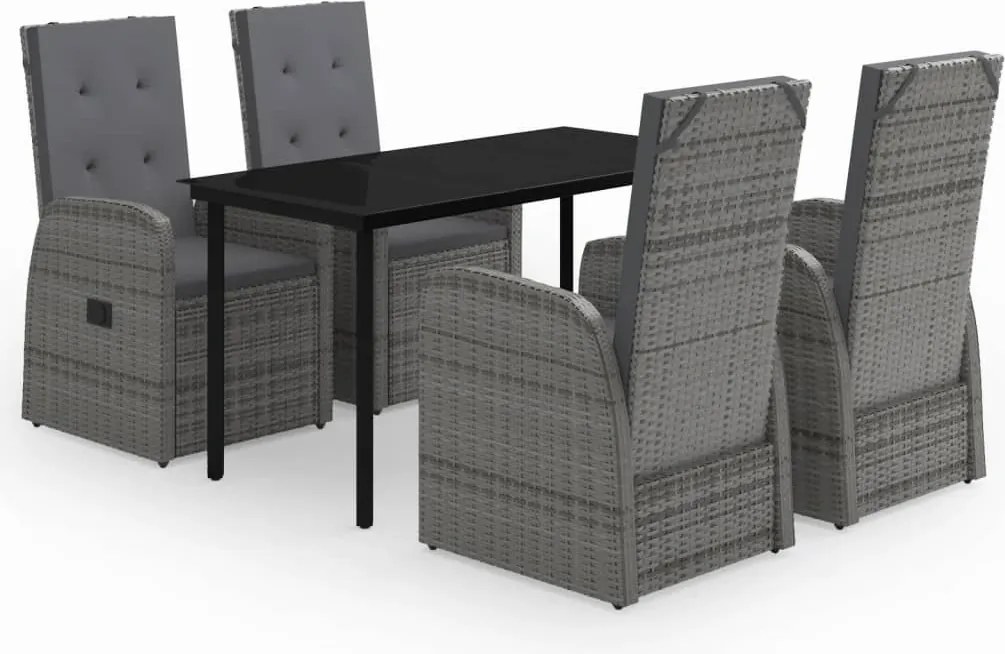 vidaXL Set de mobilier pentru grădină, cu perne, 5 piese, gri