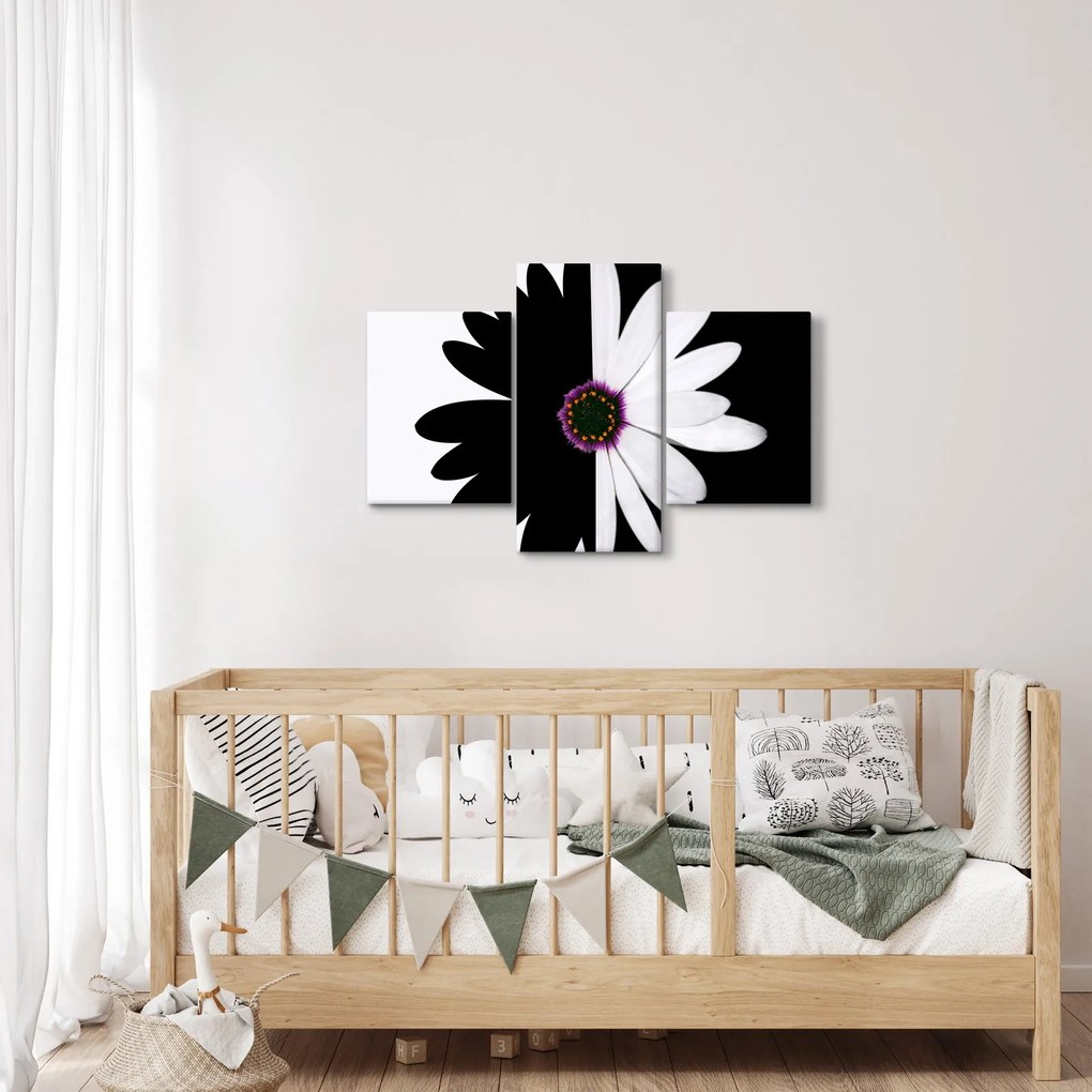 Tablou - Floare, alb- negru (90x60 cm)