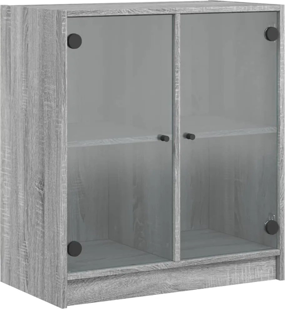 vidaXL Dulap lateral cu uși din sticlă, gri sonoma, 68x37x75,5 cm