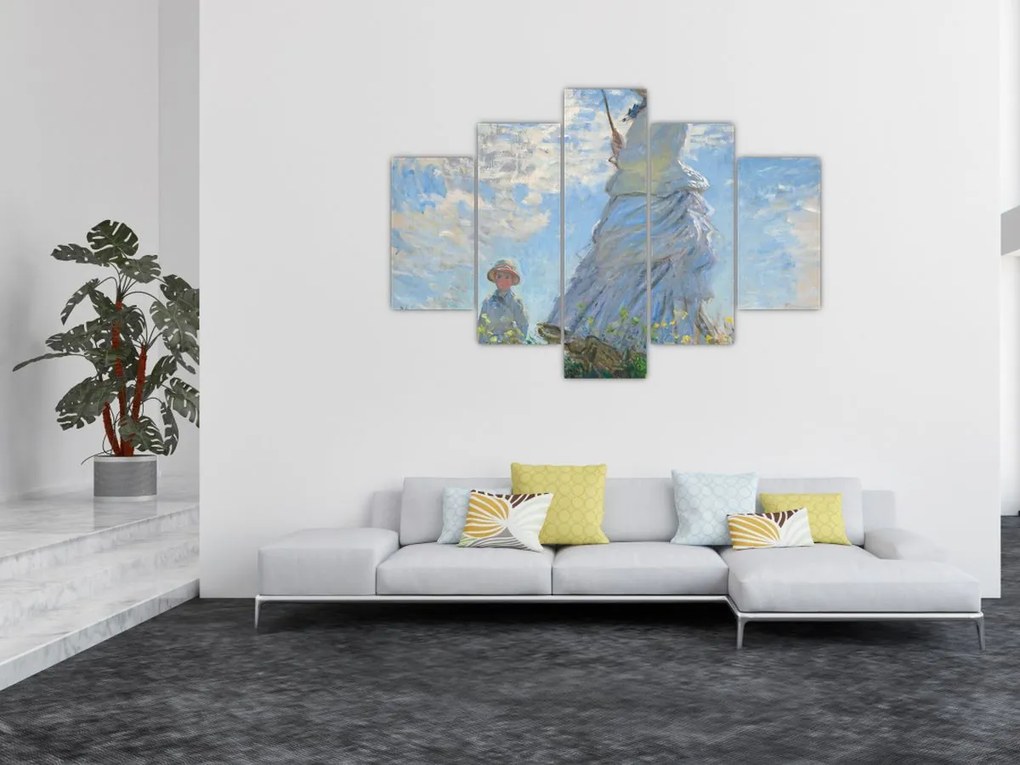 Tablou - Claude Monet, Woman with a Parasol - Madame Monet and Her Son, reproducere (150x105 cm)