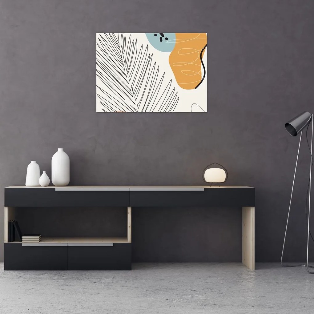 Tablou pe sticlă - Ilustrație de frunze (70x50 cm)