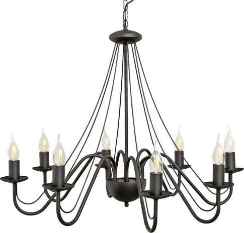 Lustră suspendată pe lanț MALBO, 8xE14/10W/230V, neagră
