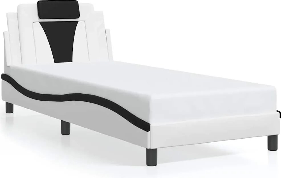 vidaXL Cadru de pat Viana fără saltea alb și negru 90x190 cm piele artificială
