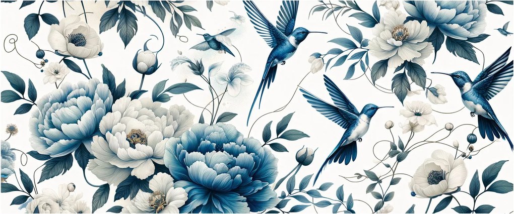 Tablou - Colibri cu flori (120x50 cm)