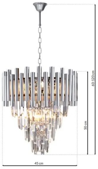 Lustră de cristal pe lanț MADISON 9xE14/40W/230V crom