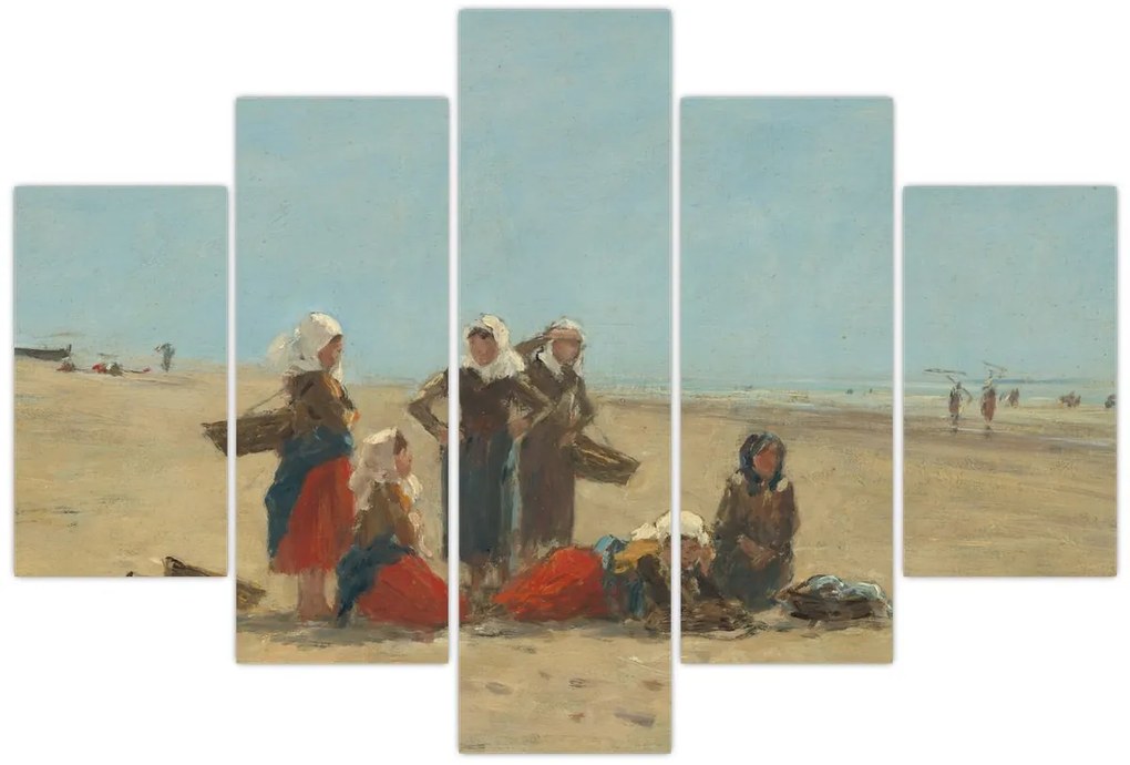 Tablou - Eugène Boudin, Women on the Beach at Berck, reproducere (150x105 cm)