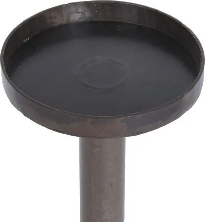 Sfeșnic de podea din lemn reciclat și metal, 26 x 26 x 100 cm, butuc de roată de car, glob din sticlă, „Candle Holder Wheel Hub"