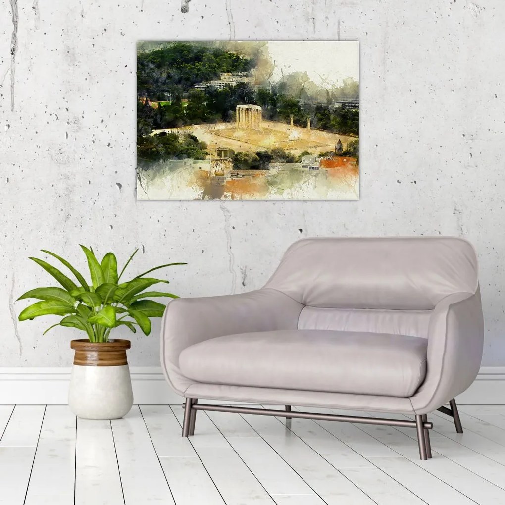 Tablou pe sticlă - Templul lui Zeus, Atena, Grecia (70x50 cm)