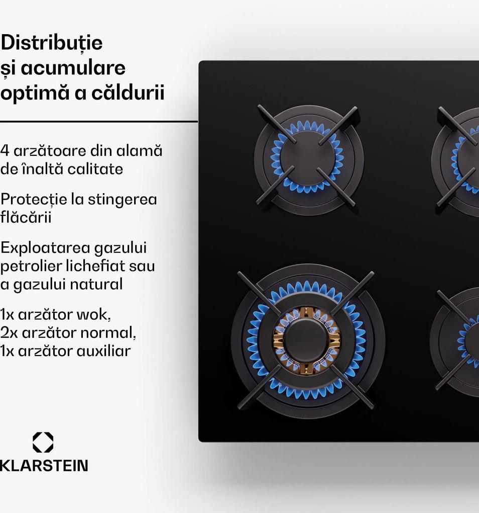 Klarstein Firetale, plită cu gaz, 4 arzătoare