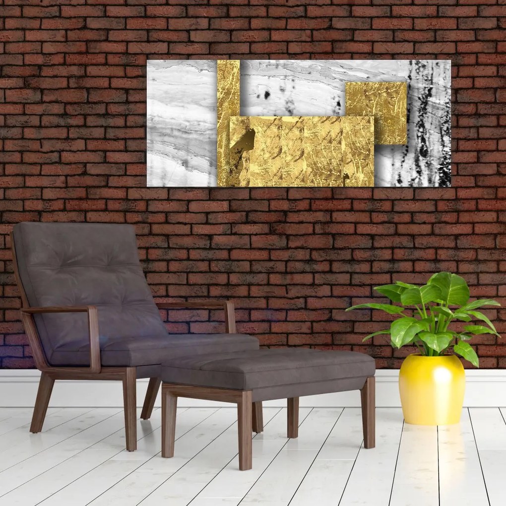 Tablou - Pătrate de aur N⁰1 (120x50 cm)