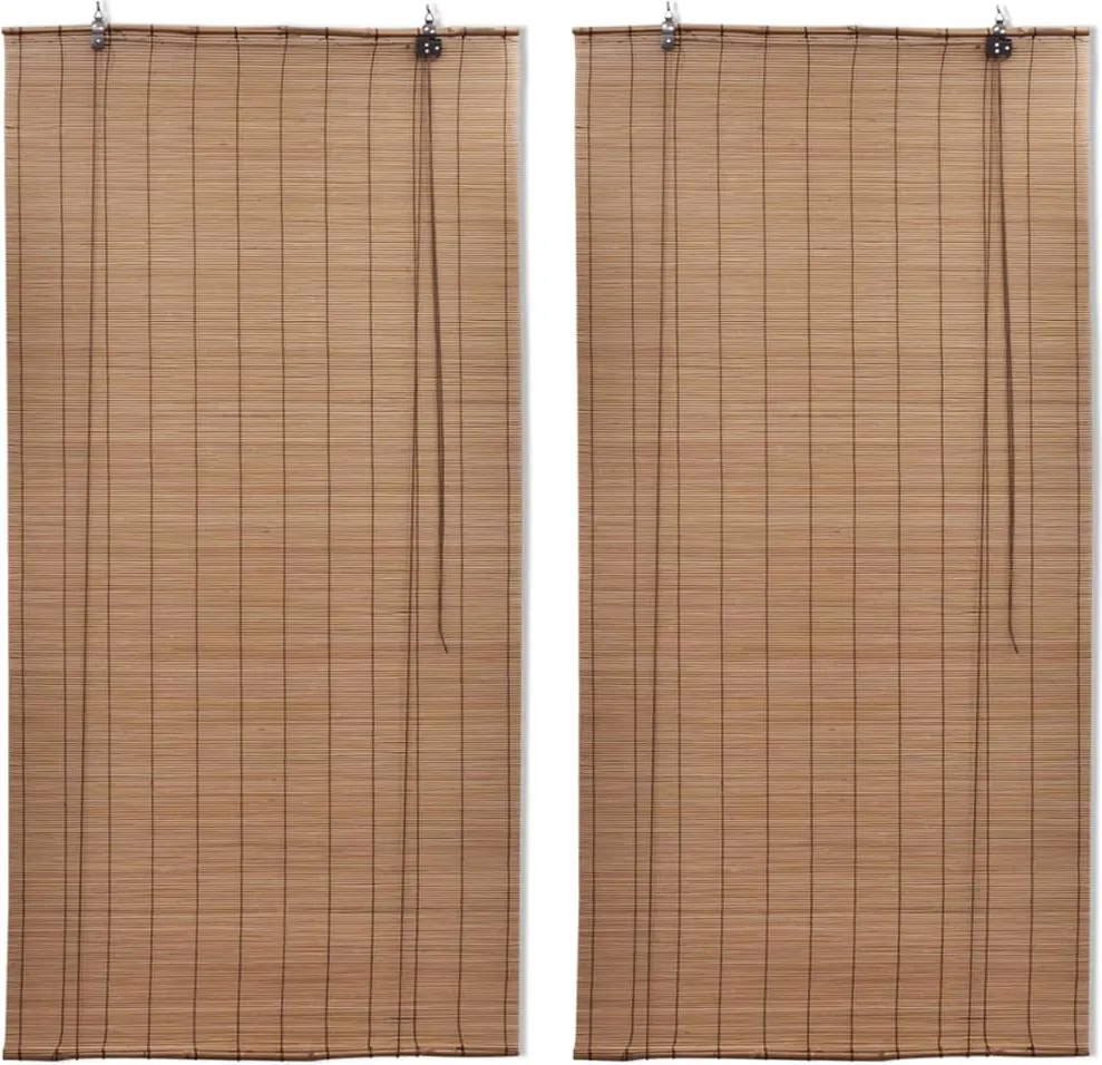 vidaXL Jaluzele din bambus tip rulou, 2 buc., maro, 120 x 220 cm