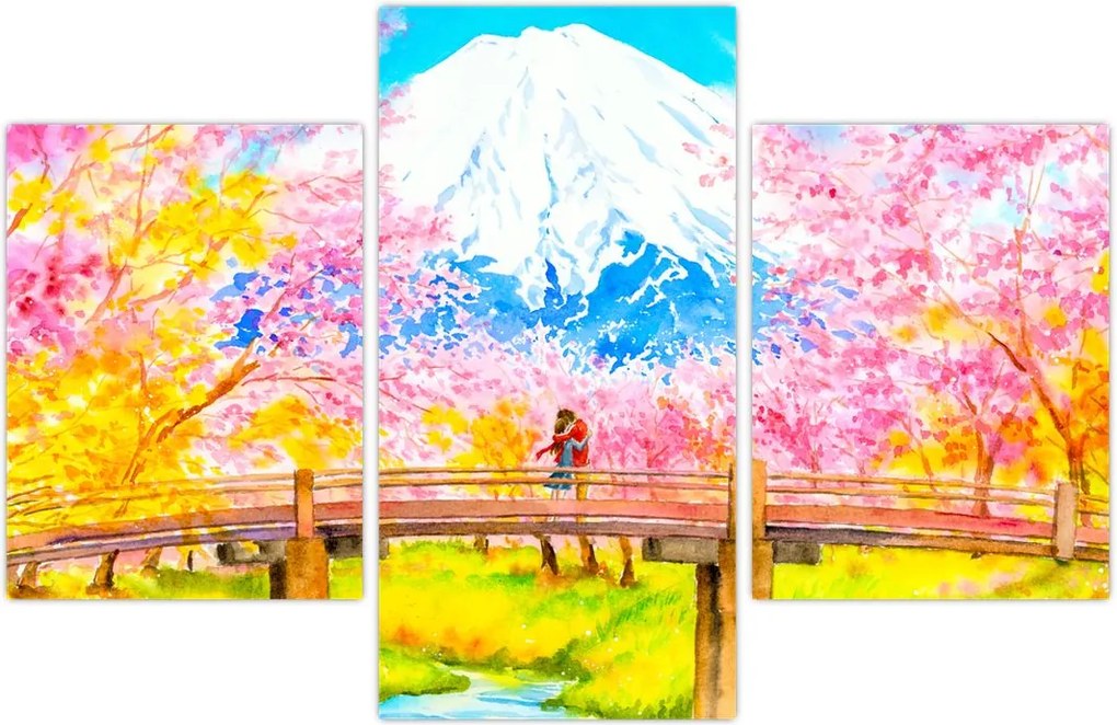 Tablou - Cuplu pictat, acuarelă (90x60 cm)