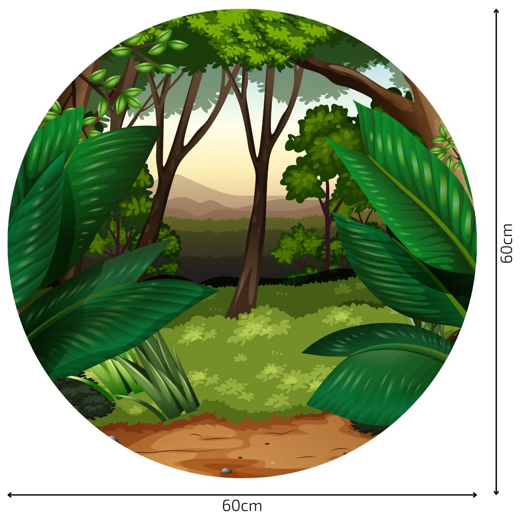 PIPPER. Autocolant circular de perete „Jungla” mărimea: 60cm