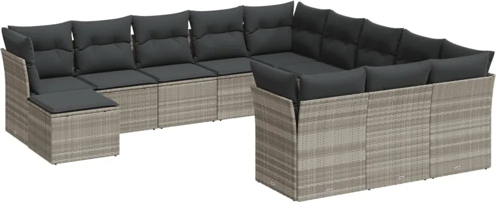 vidaXL Set canapele de grădină cu perne, 12piese gri deschis poliratan