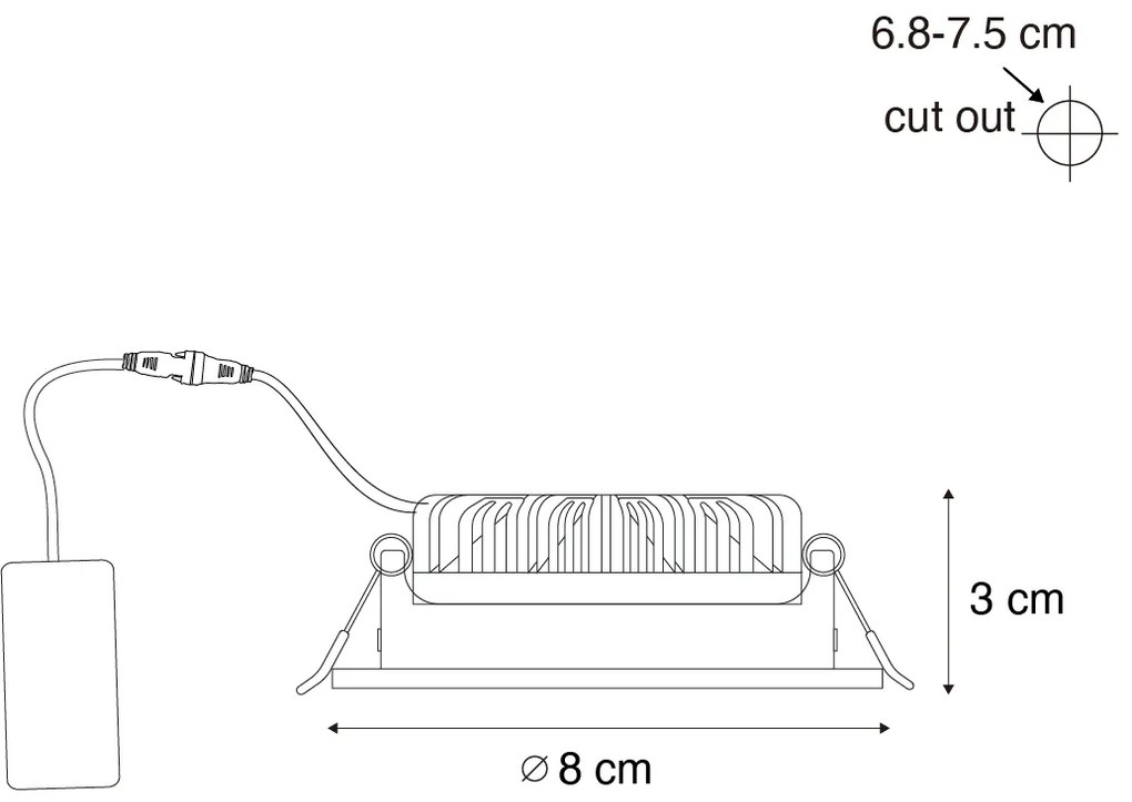 Set de 6 spoturi încastrate negre, înclinabile, 8,2 cm, inclusiv LED Dim to Warm IP54 Ultra Slim - Pupil