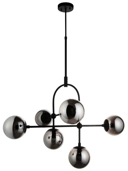 Endon 106661 - Lustră cu tijă ONTARIO, 6xE14/7W/230V, negru/negru fumuriu