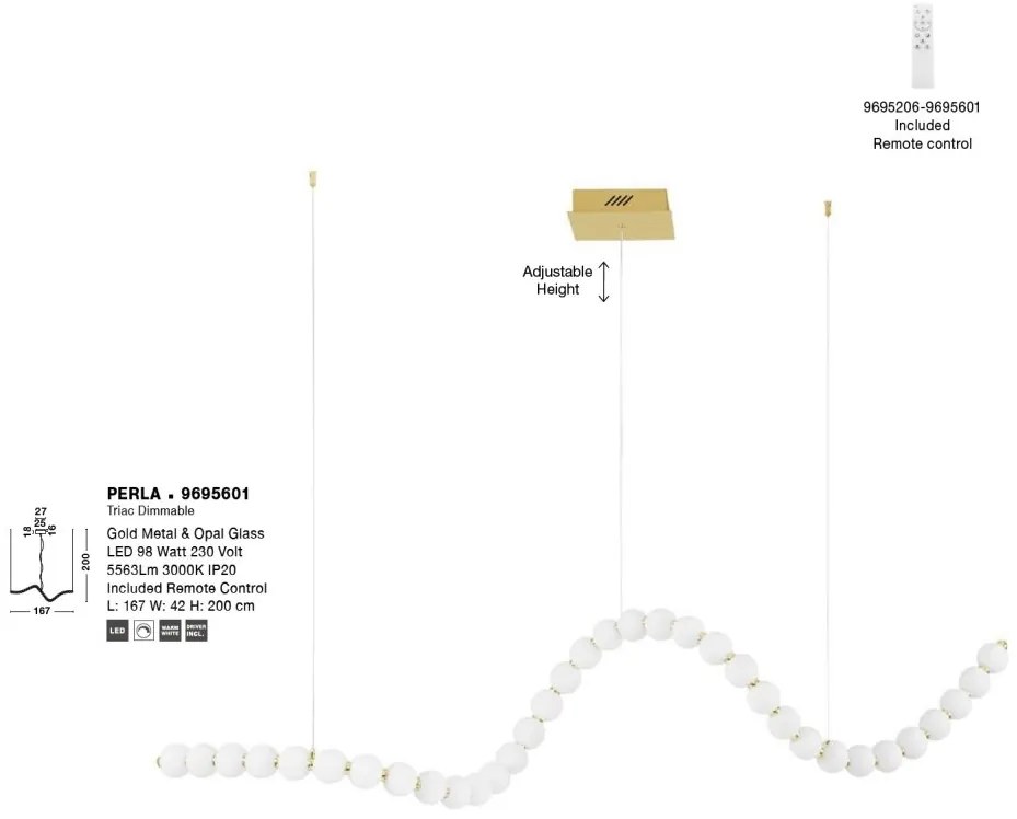 Lustra LED suspendata cu telecomanda design decorativ PERLA