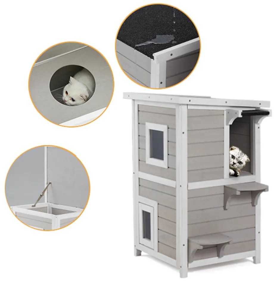 Cusca pisica cu 2 nivele