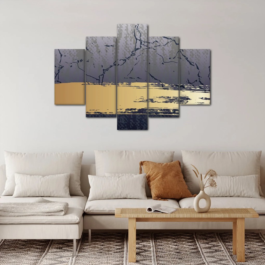 Tablou - Albastru și aur abstracție N⁰1 (150x105 cm)