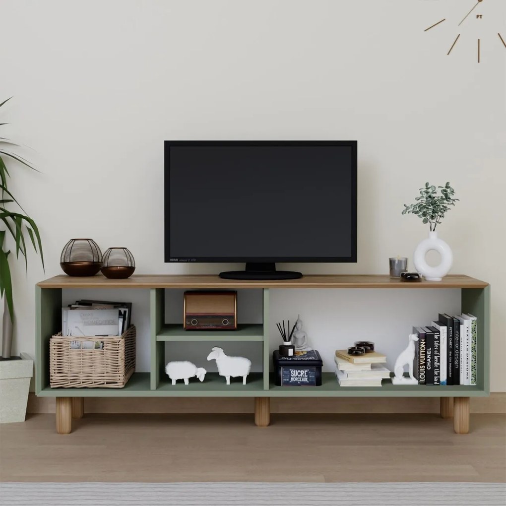 Comoda TV, Hanah Home, Bohemian 1600-84, 160x56x40 cm, Verde
