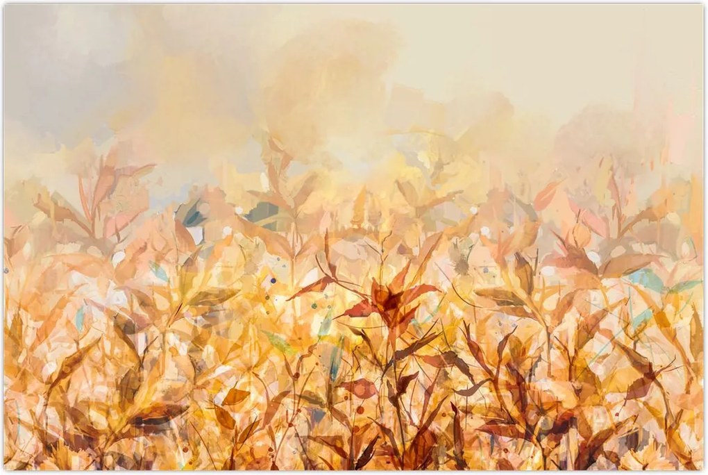 Tablou - Frunze în culori de toamnă, pictură în ulei (90x60 cm)