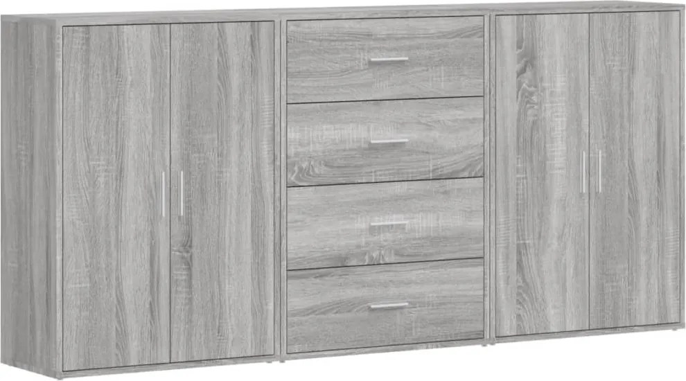 vidaXL Dulapuri, 3 buc., gri sonoma, 60x31x84 cm, lemn prelucrat