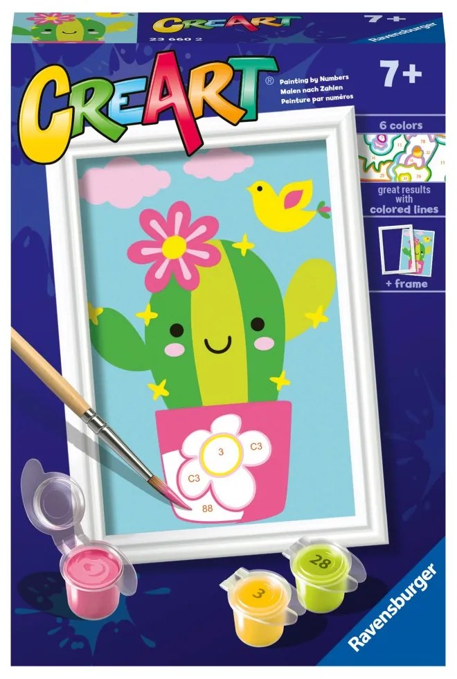 CREART PICTURA PE NUMERE PENTRU COPII CACTUS IN GHIVECI - RAVENSBURGER (RVSPBN23660)