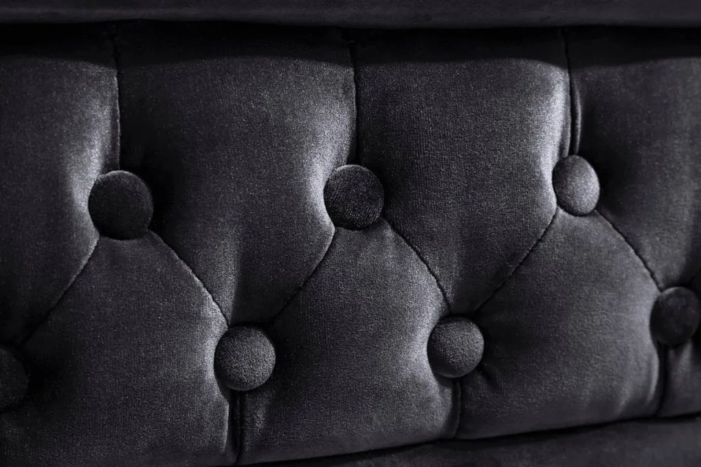 Canapea clasica stil englezesc Chesterfield 3 locuri, catifea neagra