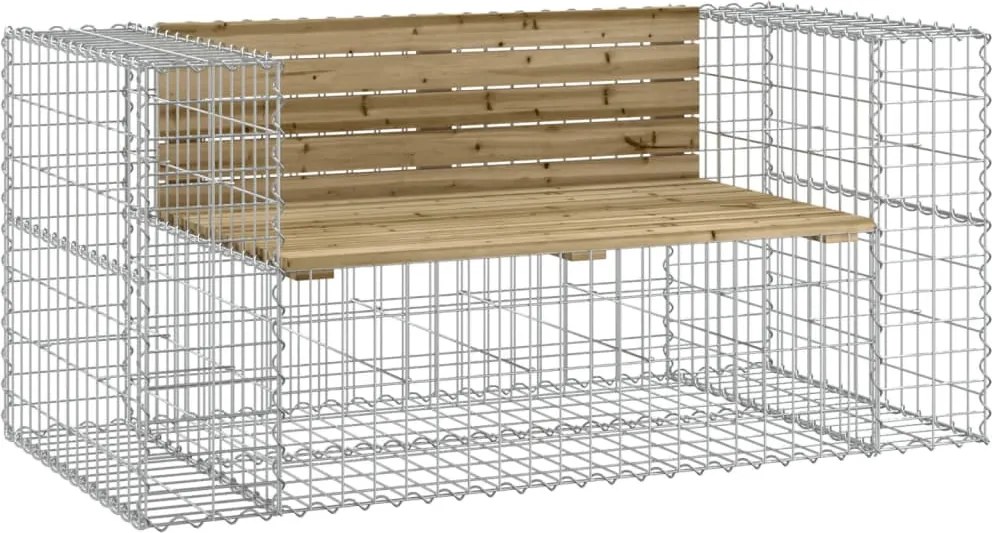 vidaXL Bancă grădină, design gabion, 143x71x65,5cm, lemn pin impregnat