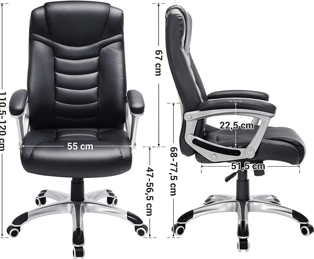 Scaun de birou directorial Design ergonomic Negru