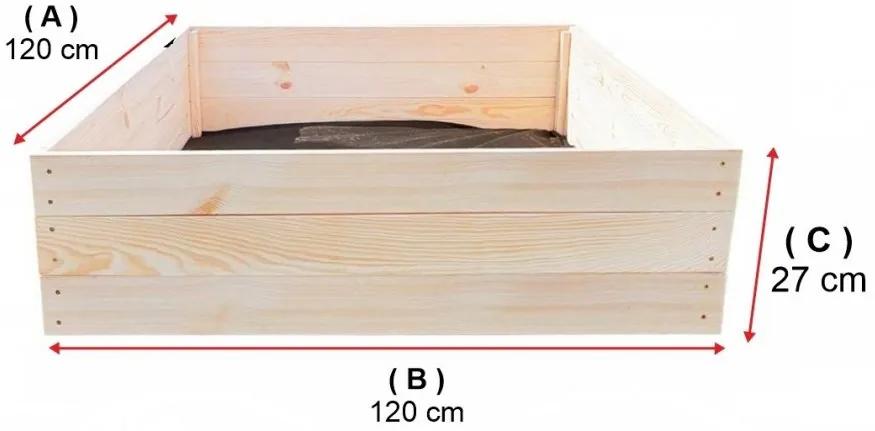 Straturi înălțate din lemn natural 120 x 120 x 27 cm
