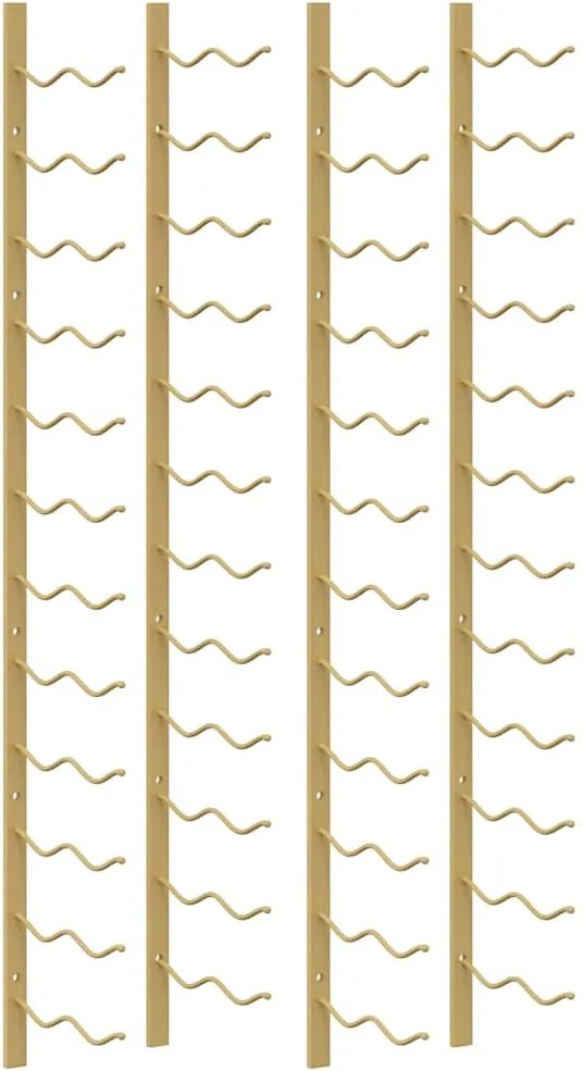 vidaXL Suport sticle de vin de perete, 24 sticle, 2 buc., auriu, fier