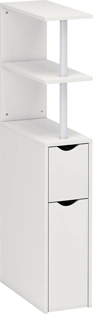 HOMCOM Dulap de Baie Subțire cu Sertare și Rafturi, Dulap de Baie Economisitor de Spațiu cu Sertar pe Roți, Coloană de Baie pentru Sufragerie, 20x45x115 cm, Alb | Aosom Romania