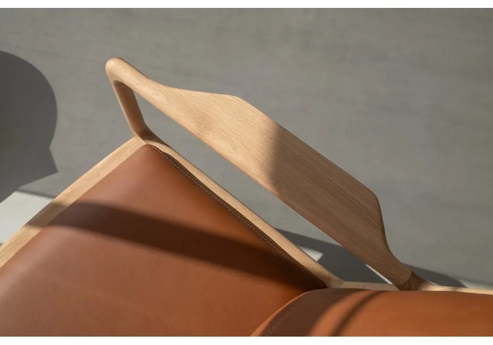 Fotoliu negru-bej cu tapițerie din piele Dedo – Gazzda