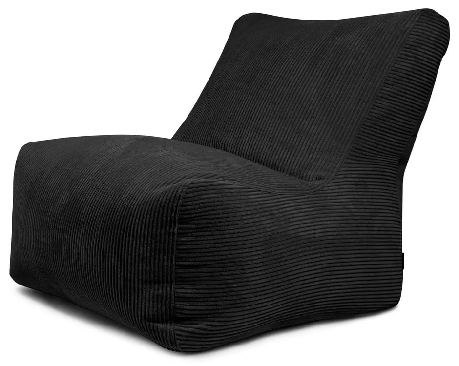 Fotoliu bean bag negru cu tapițerie din catifea reiată Seat 100 Lounge – SLOWDOWN