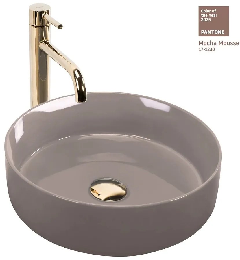 Lavoar pe blat Rea Sami rotund 36 cm bej lucios