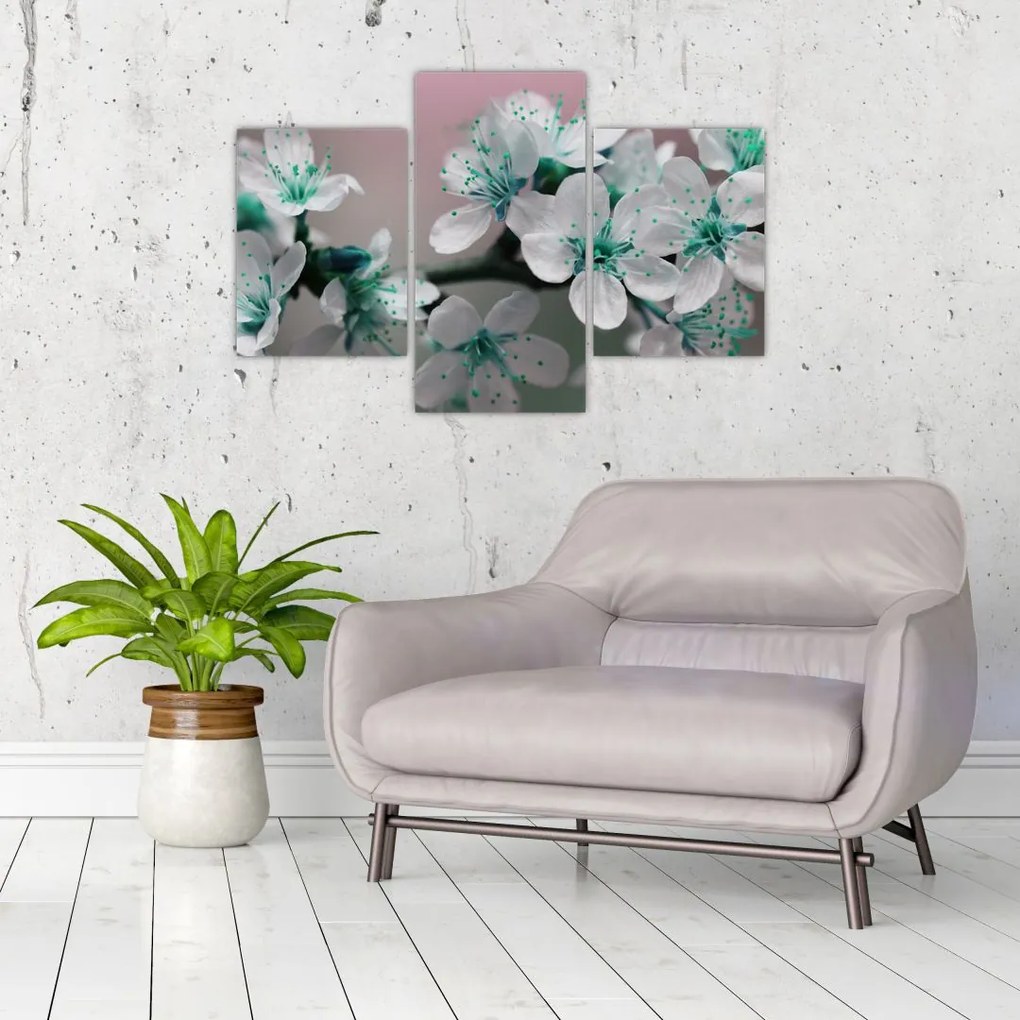 Tablou cu floare - turcoaz (90x60 cm)
