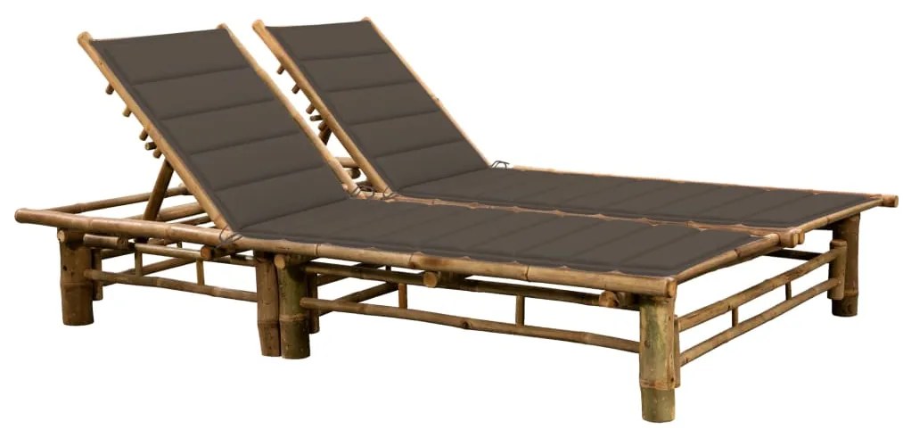 vidaXL Șezlong pentru 2 persoane cu perne, bambus
