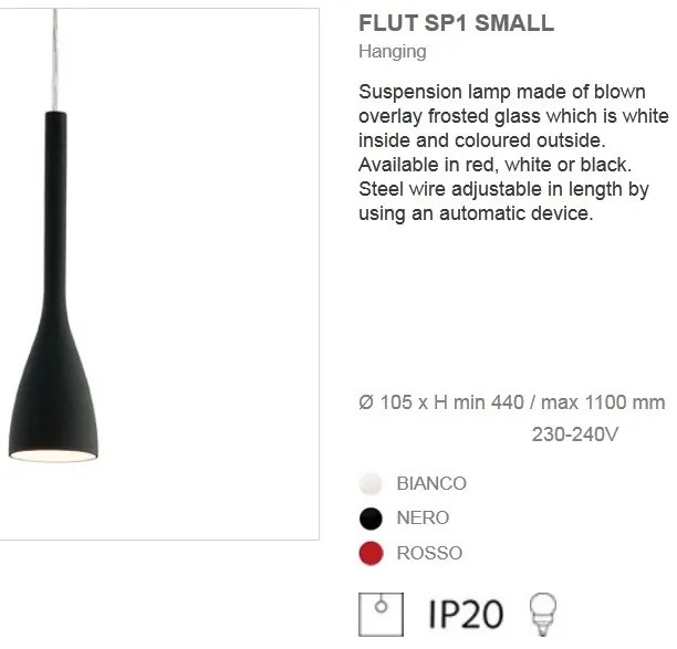 Pendul modern diametru 10,5 cm FLUT SP1 SMALL nero 035710